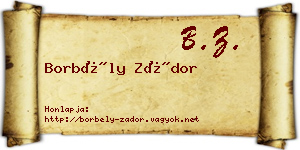Borbély Zádor névjegykártya